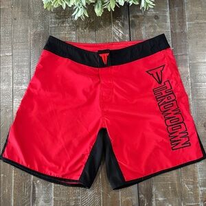 Throwdown MMA Fight Shorts Red Black Grappling BJJ UFC Training (32)